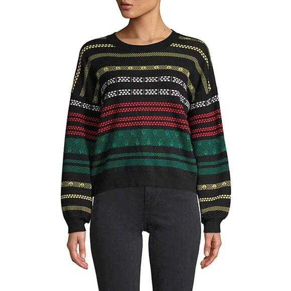 NWT 525 America black & multicolour pattern sweater, M - Picture 4 of 7